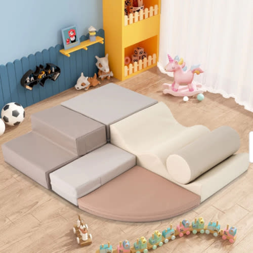Soft Climb and Crawl Foam Playset 6 in 1, Soft Play Equipment Climb and Crawl Playground for Kids,Kids Crawling