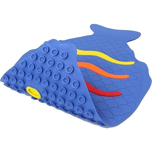 SAFELAND Patented Non-Slip Bath, Tub, Baby Mat, TPR Material, Eco-Friendly, Non-PVC, Color Combo, Machine Washable, No-Odor, with Powerful Gripping Suction Cups, Rainbow Fish (16"x27")