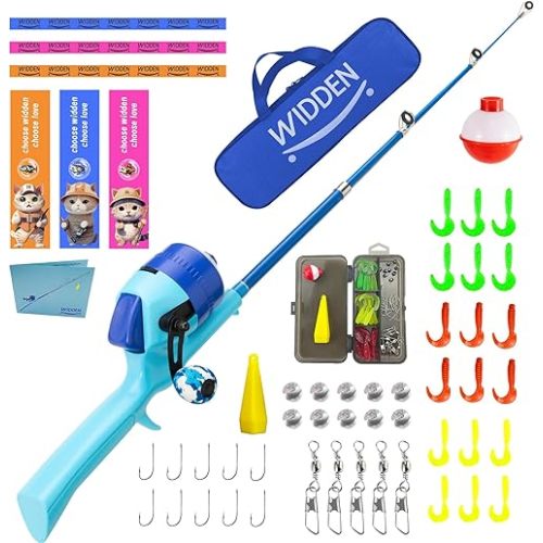Kids Fishing Pole, Telescopic Fishing Rod, Toddler Collapsible Fishing Rod and Reel Combo with Tackle Box, Fishing Line, Bobber, and Soft Lures for Boy, Girl, Youth, Beginner, Over 4 Years Old