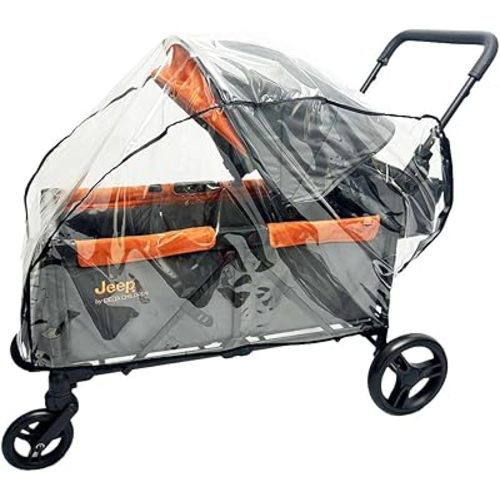 SASHA'S Rain and Wind Cover for Jeep Sport All-Terrain Stroller Wagon, Clear Design, Ventilation Holes, Maximum Coverage Made in USA (Stroller not Included)