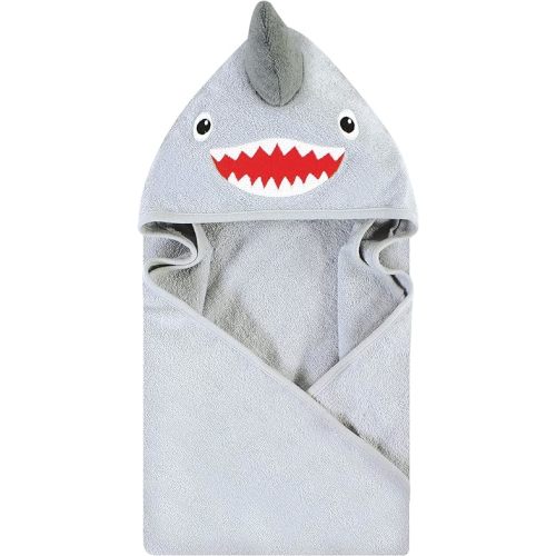 Hudson Baby Unisex Baby Cotton Animal Face Hooded Towel, Shark, One Size