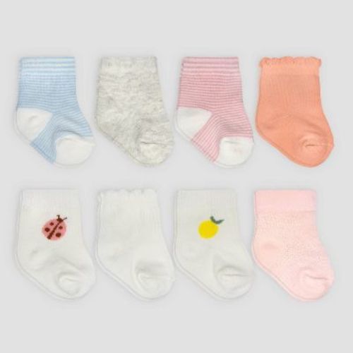 Carter's Just One You® Baby Girls' Lemon Crew 8pk Socks - 0-3m