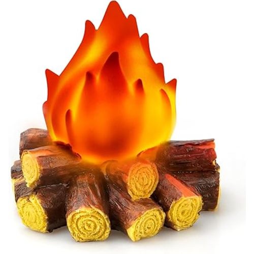 Bestview Artificial Fake Campfire Night Light, 3D LED Fake Fire Pit Firewood Lamp with Realistic Log Flameless Candle Battery Operated, Halloween Christmas Campfire Party Decorations