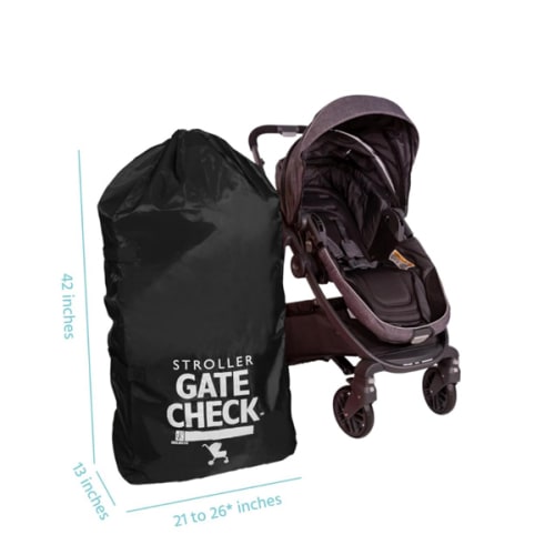J.L. Childress Gate Check Bag for Single & Double Strollers - Stroller Bag for Airplane - Large Stroller Travel Bag for Airplane - Air Travel Stroller Bag - Black