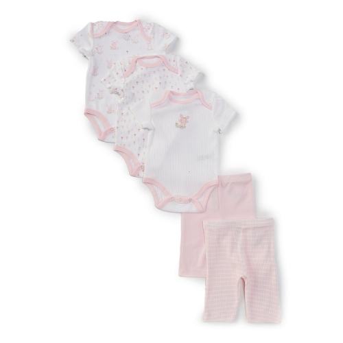 Little Me Baby Girls Newborn-9 Months Snuggly Bunny Short Sleeve Bodysuits & Pants Five-Piece Set