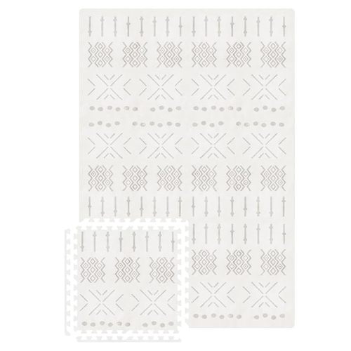 MOON WALKERS Stylish Boho Baby Play Mats for Floor, (4x6ft) Play Mat for Babies and Toddlers, Non-Toxic, Soft, Thick, Tummy Time Mat for Crawling (Standard 6 Tiles, Ivory Aztec) - Standard 6x4ft | 6 Tiles