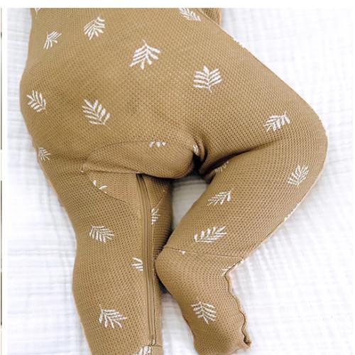 Waffle Convertible Pajamas - Boho Leaves