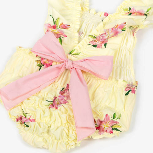 Phi Clothing - Girls Yellow Cotton Floral Shortie | Childrensalon