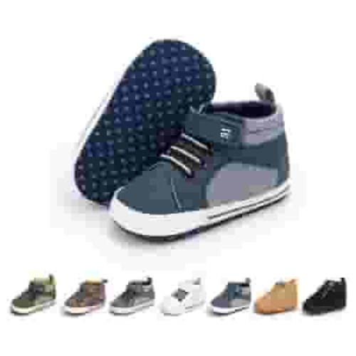 HsdsBebe Baby Boys Girls Shoes Infant High Tops Ankle Sneakers Soft Anti-Slip Sole for First Walkers 3-18 Months