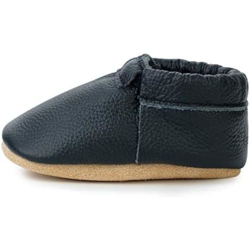 BirdRock Baby Fringeless Moccasins - Genuine Leather Boys and Girls Shoes for Newborns, Infants, Babies, Toddlers
