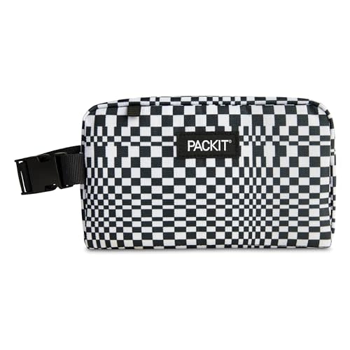 PackIt Freezable Snack Box, Checked Out, Built with EcoFreeze Technology, Collapsible, Reusable, Zip Closure with Buckle Handle, Designed For Work Snacks, Fresh Snacks On the Go, Adults, and All Ages