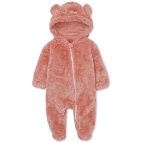 Baby Plush Long Sleeve Polar Fleece Jumpsuit With Bear Ears Baby Fleece Hooded Jumpsuit Infant Winter Outfit