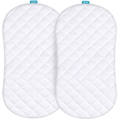 Bassinet Mattress Pad Cover Compatible with Halo BassiNest Swivel Sleeper, 2 Pack, Waterproof Quilted Ultra Soft Viscose Made from Bamboo Terry Surface, Breathable and Easy Care - for Halo BassiNest Swivel Sleeper