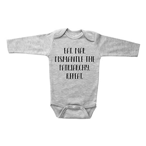 Baffle Funny Feminist Onesie, EAT. NAP. DISMANTLE THE PATRIARCHY. REPEAT, Unisex Feminism Baby Clothes, Girl Power Onesie