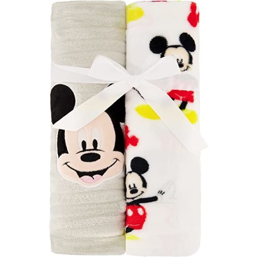 Disney 2-Pack Baby Blanket for Infants and Newborns, Plush Textured Fleece Mickey Mouse Blanket, for Toddler Boys