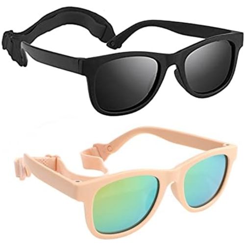 Baby Sunglasses, 2 Pieces Toddler Sunglasses Polarized with Strap for 0-24 Months, Infant Sunglasses Soft Frame Safe