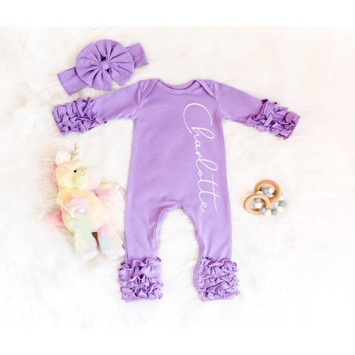 Personalized Baby Girl Coming Home Outfit - Ruffled Newborn Baby Romper - Newborn Layette Set - Custom Baby Shower Gift - Baby Girl Clothes