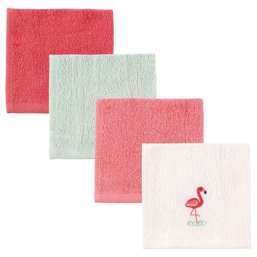 Luvable Friends Baby Girl Super Soft Cotton Washcloths, Flamingo