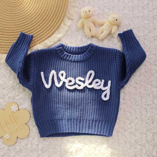 Personalised Baby Sweater, Custom Baby Name Sweater, Hand Embroidered Name Baby Sweater, Newborn Sweater with Name, 1st Birthday Gift Baby