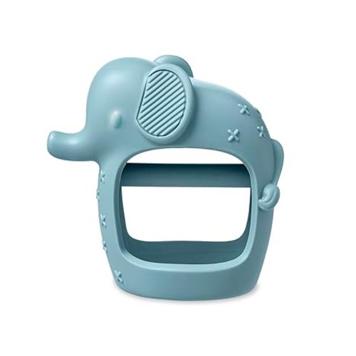 Itzy Ritzy Bitzy Grip Hand Teether - Silicone Teether for Babies - Developmental Teething Toy with Easy-to-Hold Hand Grip, Designed for Babies 3 Months & Up (Elephant)