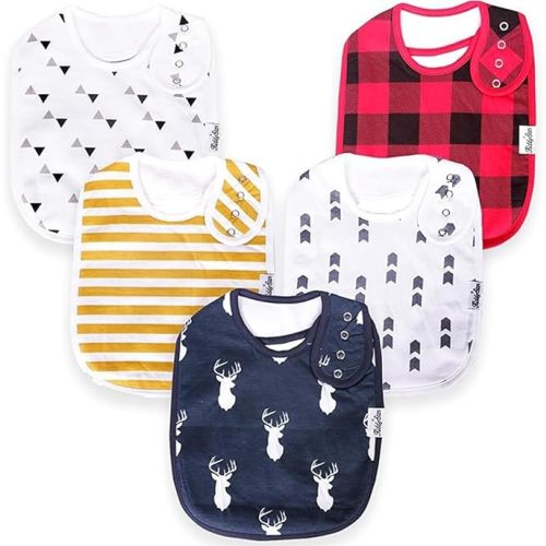 KiddyStar Drool Bibs for Babies – Organic, Unisex, Soft Absorbent Teething Bibs with Adjustable Snaps
