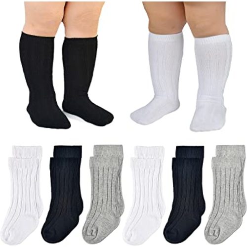 EPEIUS Unisex-Baby Seamless Ribbed/Cable Knit Knee High Socks (Pack of 3/6)