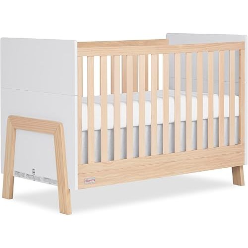 Fisher Price Iris 4-in-1 Convertible Crib in Vintage White Oak, JPMA & Greenguard Gold Certified, Crafted from New Zealand Pine Wood