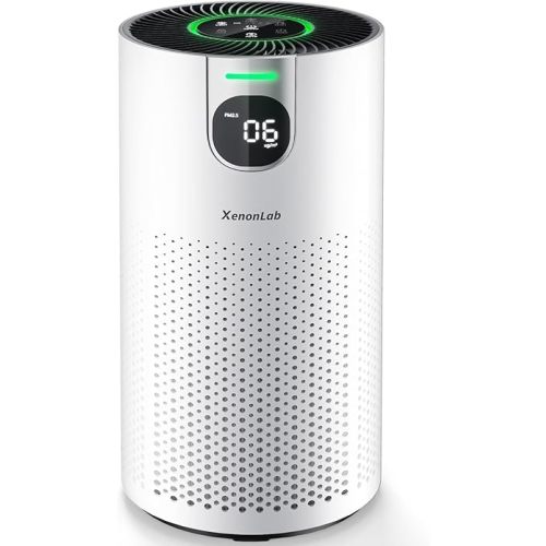 Air Purifiers for Home Large Room Covers up to 1800Ft², VisionAir 20dB Sleep Mode for Bedroom, with Real-Time AQI & PM2.5 Display, 360°Intake&Outlet Air Cleaner Pet-Friendly HEPA, HAP606, Light White