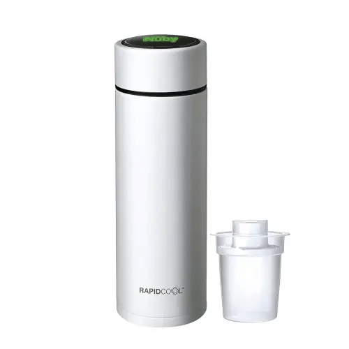 Nuby RapidCool Portable Baby Bottle Maker - With Milk Powder Dispenser and Digital Lid - Ideal for Travel Bottles and Night Feeds - Stainless Steel