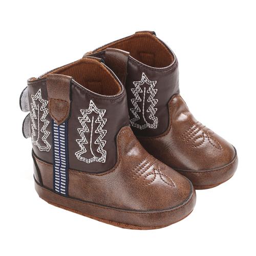 Western Baby Leather Cowboy Boots Winter Walking Shoes for Newborn Infant Girl Boy First Walker Shoe