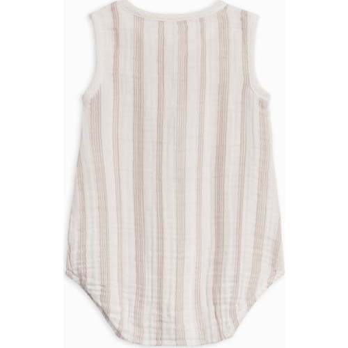 Bowie Muslin Bubble Romper Enzo Stripe / Beige - Colored Organics | Maisonette