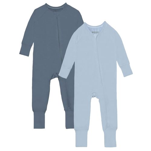 Baby Footless Pajamas,Rayon Made From Bamboo Footie Sleepers,Long Sleeve with Two Way Zipper Rompers 0-24 Months