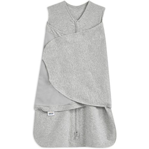 HALO 100% Cotton Sleepsack Swaddle, 3-Way Adjustable Wearable Blanket, TOG 1.5, Heather Grey, Small, 3-6 Months