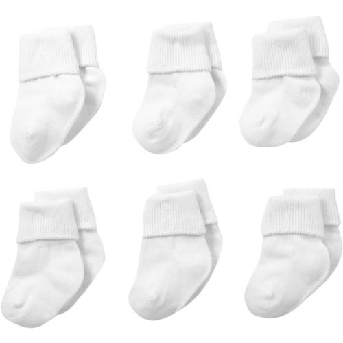 Jefferies Socks Baby-Girls 6 Pair Pack Seamless Turn Cuff Socks - White
