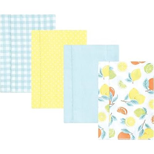 Hudson Baby Unisex Baby Cotton Flannel Burp Cloths, Citrus Mint, One Size