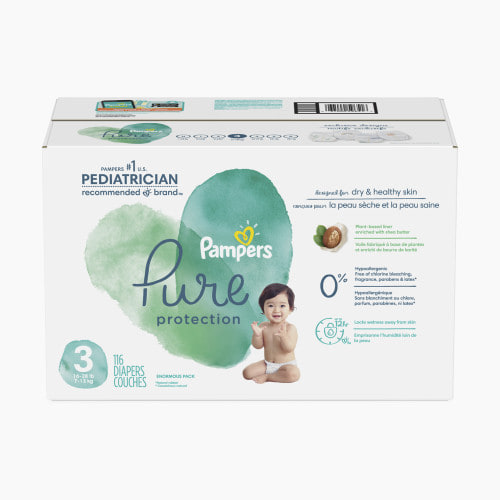 Pampers Pure Protection Disposable Diapers, Enormous Pack - Size 3, 116 Count