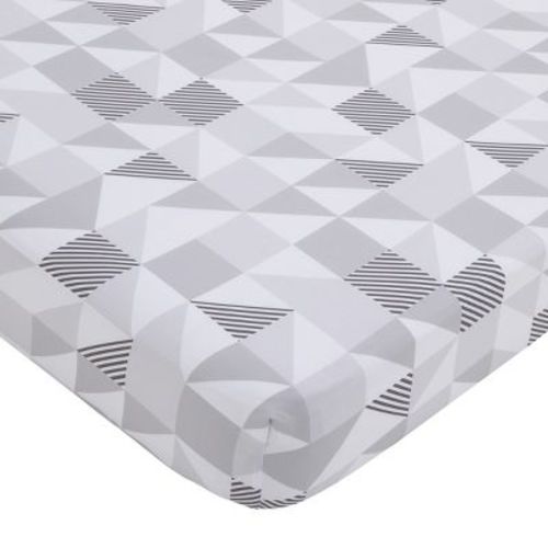 Little Love By Nojo Modern Roaming - Geometric Grey And White Fitted Crib Sheet