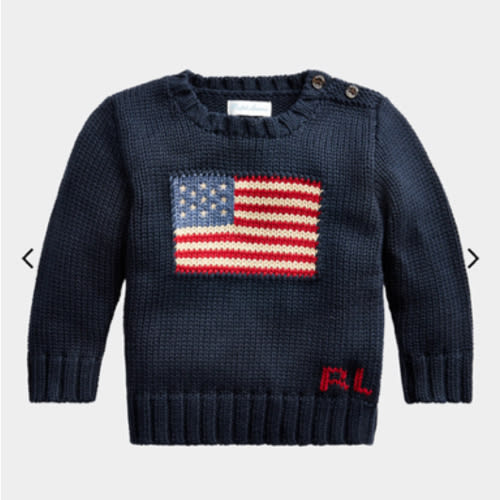 Boy's Flag Intarsia Knit Sweater, Size 3M-24M