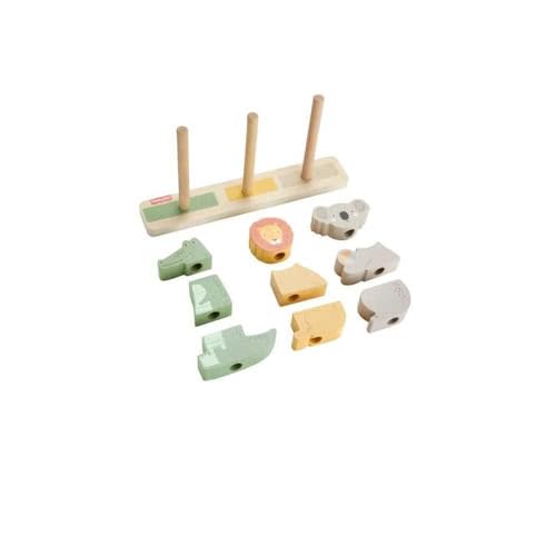 Fisher-Price Wood Baby Toy Stack & Sort Animals, 10 Wooden Pieces for Developmental Play for Infants & Toddlers Ages 1+ Years