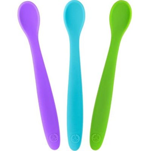 WeeSprout Silicone Baby Spoons, First Stage Infant Feeding Utensils With Soft-Tip, Set of 3