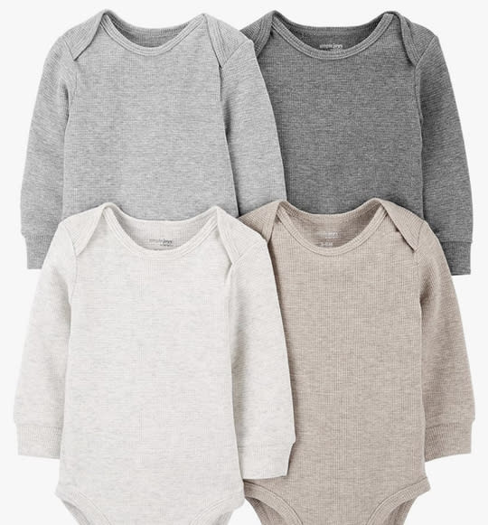 Simple Joys by Carter's Baby 4-pack Soft Thermal Long Sleeve Bodysuits