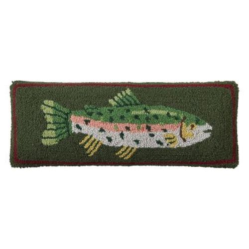 Camp Wandawega for Makers Collective Trout Hooked Throw Pillow: Vintage Style, Indoor Wool & Canvas Pillow with Zipper Closure