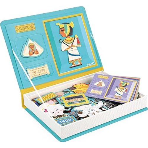 Janod - Magnéti'Book Histoire - Magnetic Educational Game 60 Magnets + 12 Models - Children's Toy Made of FSC Cardboard - Develops Fine Motor Skills and Imagination - Suitable for Ages 3 and Above