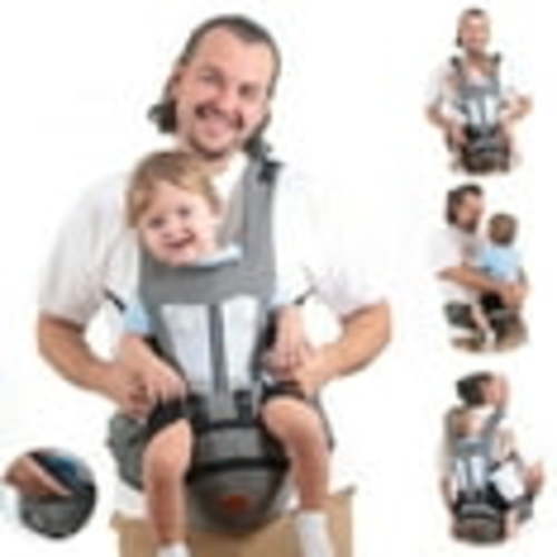 Baby Carrier, Qunler 6-in-1 Ergonomic Baby Carrier with Hip Seat Diaper Pocket Front and Back Baby Sling with Waist Stool Lumbar Support for Breastfeeding Newborn to Toddler, up 50lbs (Gray)