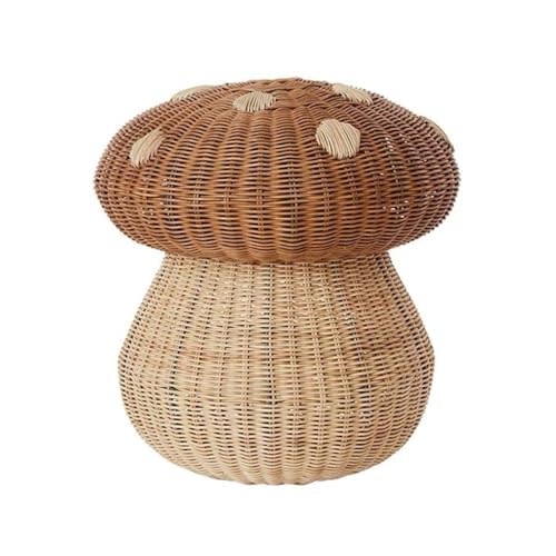 Handmade Rattan Mushroom Storage Basket, Baby Toys Decorative Storage Basket, Bathroom Laundry Dirty Clothes Basket