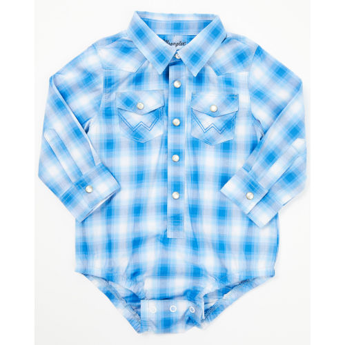 Wrangler Infant Boys' Plaid Print Long Sleeve Snap Onesie | Boot Barn