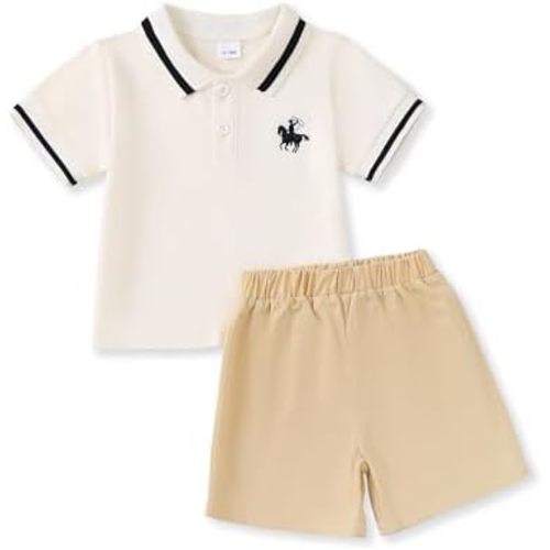 NZRVAWS Toddler Baby Boy Clothes 3 6 9 12 18 Months 2 3T Summer Spring Polo Shirt Shorts Sleeves Set Button Outfits 2 PCS