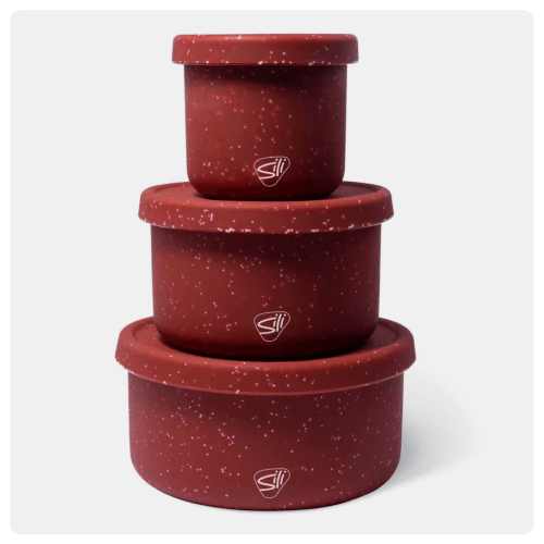 Silipint Silicone Speckled Collection Lidded Bowl Set