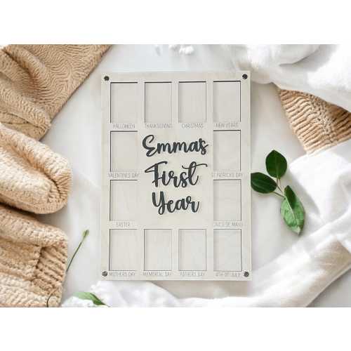 My First Year, One Year Board, Babies First Holidays, Newborn picture frame, 1st year of life, Holiday Picture Frame, First Year Frame