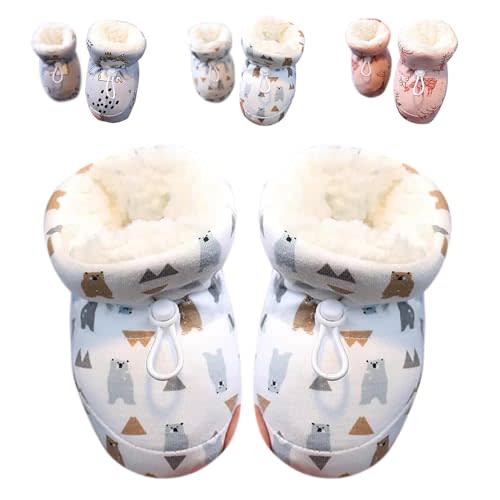 Pousbo Warm Fur Baby Boots, 2024 New Warm Cozy Fleece Baby Booties, Winter Snow Anti-Slip Soft Sole Warm Sock Shoes
